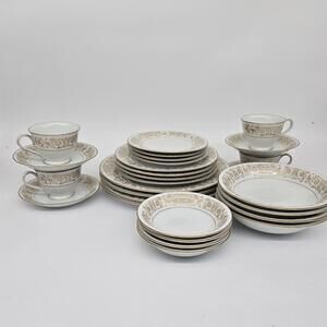 Noritake Raphael 28-Pc Complete Dinnerware Set Made In Japan 1960's Gold LK-N